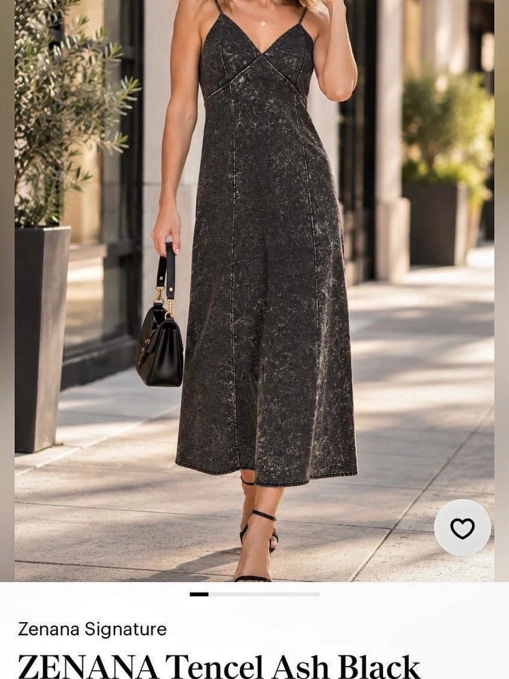 Zenana Tencel Ash Black Maxi Dress Mineral Wash Maxi Dress in Black Size Large